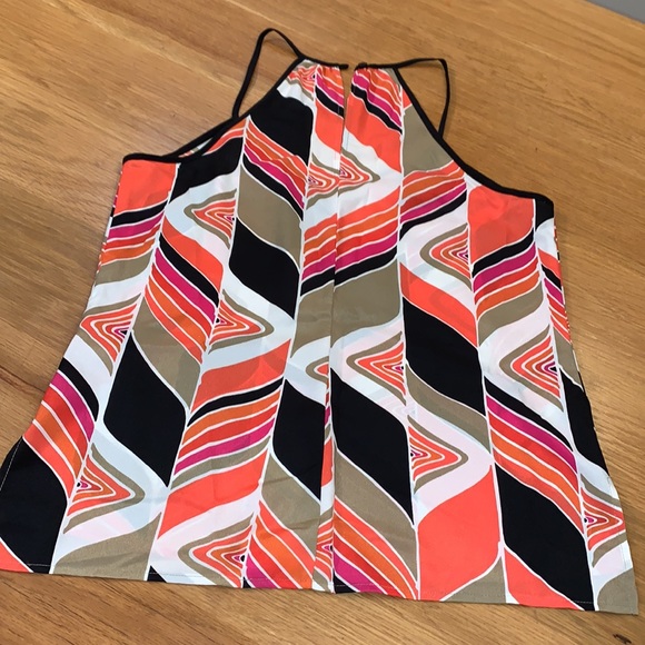 Trina Turk~M~Tank Top ModWave Silk Racerback Blouse Shirt ~Add Blazer - Picture 6 of 12